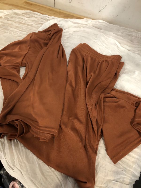 Photo 1 of LICOBOD Asymmetrical 2 piece lounge set women long sleeve travel Outfits Comfy Loungewear Wide Leg Pants Casual Tracksuit, 2x 