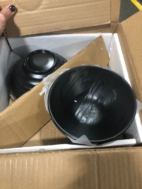 Photo 3 of ***used***Melamine Dinnerware Sets - 12pcs Plates and Bowls Sets, Dishes Plates Set, Outdoor and Indoor Use,Frosted surface, Black