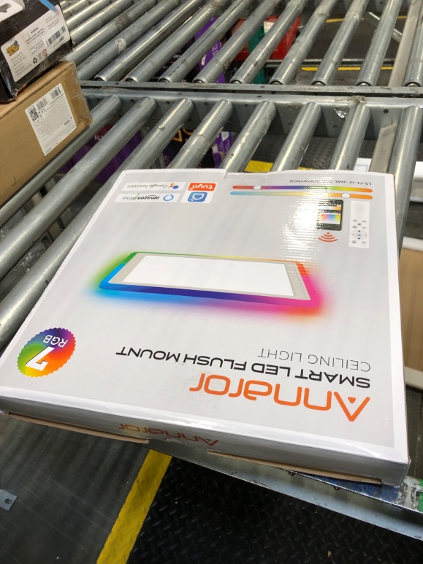 Photo 1 of Annaror Smart LED Ceiling Light WiFi, 13in RGB Flush Mount Lighting Fixture with Remote, Compatible with Alexa Google Home, Low Profile Ceiling Light for Bedroom, Kitchen, Square White