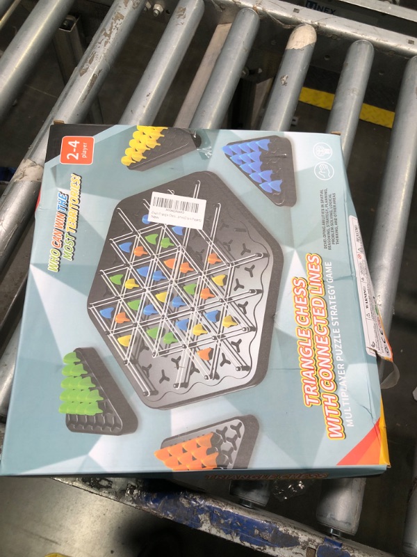 Photo 1 of Chain Triangle Chess Game, Triggle Rubber Band Game, Triangle Chain Chess Game Set, Strategy Board Games, Board Games for Family Night, 2 to 4 Players