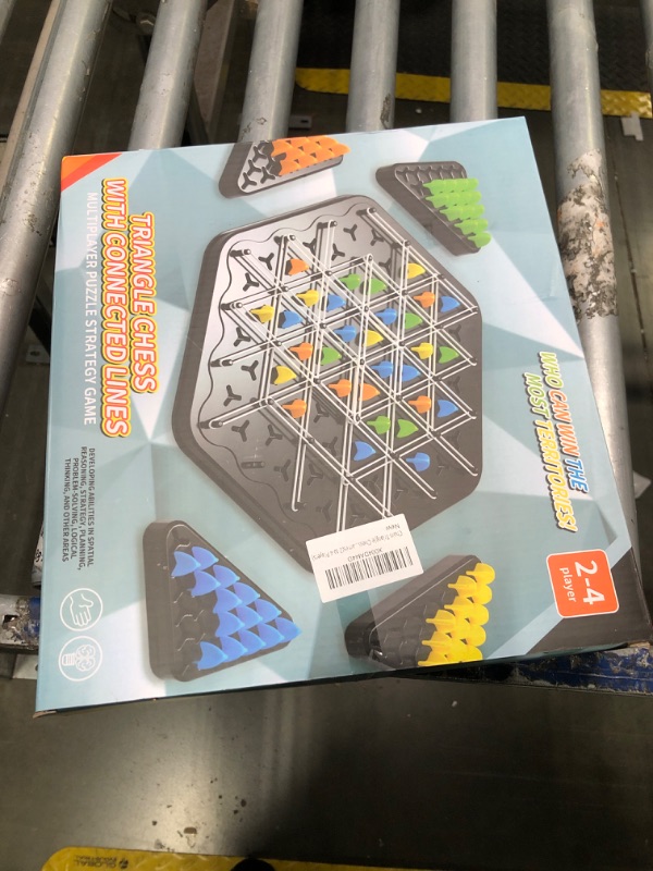 Photo 1 of Chain Triangle Chess Game, Triggle Rubber Band Game, Triangle Chain Chess Game Set, Strategy Board Games, Board Games for Family Night, 2 to 4 Players