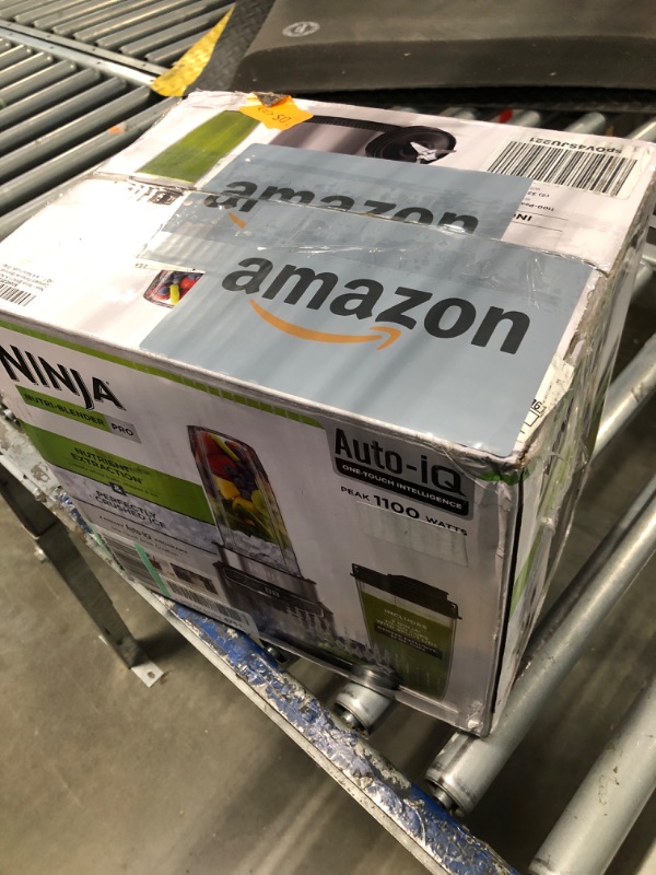 Photo 1 of Ninja BN401-A Nutri Pro Compact Personal Blender, Auto-iQ Technology, 1100-Peak-Watts, for Frozen Drinks, Smoothies, Sauces & More, With To-Go Cups & Spout Lids, Gray