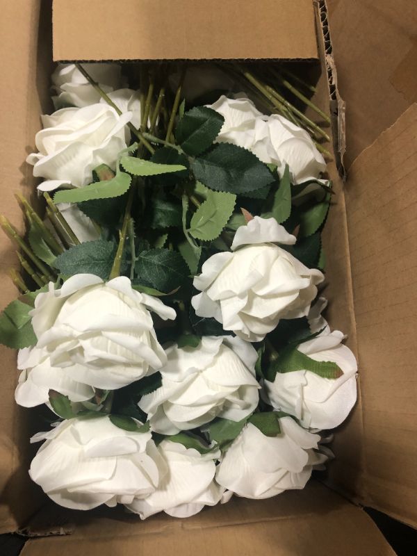 Photo 3 of ***used***Hananona Artificial Roses in Bulk, Fake Silk Roses Realistic Roses for Wedding Centerpieces Flower Arrangement Home Decor (50, White)