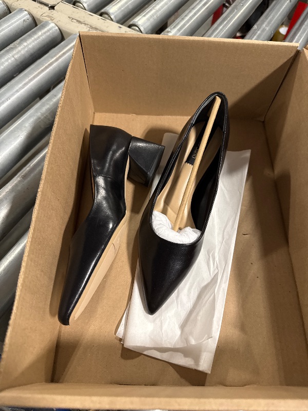 Photo 1 of Franco Sarto Womens Racer Pointed Toe Block Heel Pump Black Leather 7.5 W