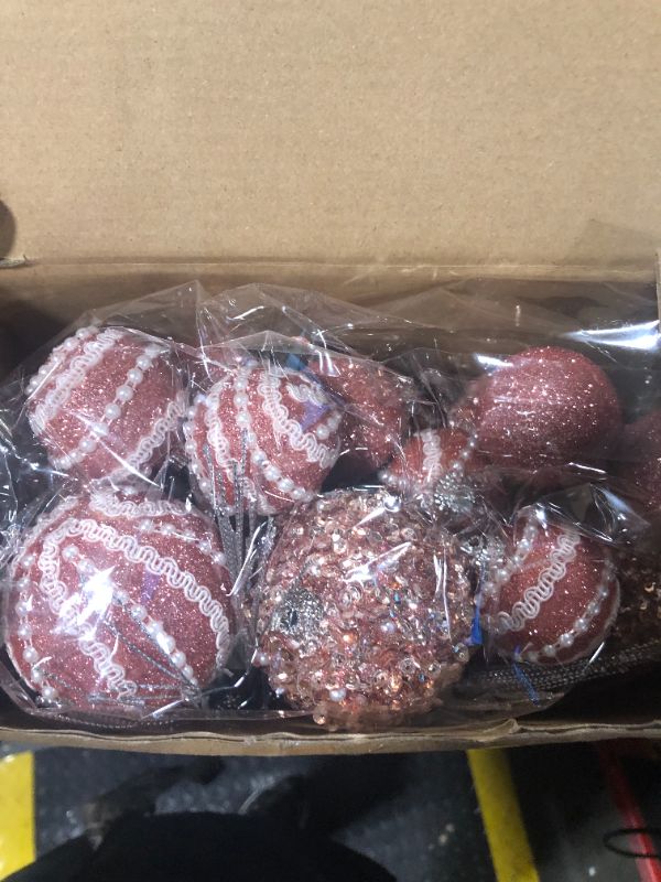 Photo 1 of ***USED***Sonwyoung 32 Pcs Christmas Hanging Balls Christmas Pearl Ball Ornaments 3 Size Glitter Pearl Christmas Ball Sequin Xmas Tree Ornaments Pearl Balls for Xmas Trees Wreath Garland(Pink)