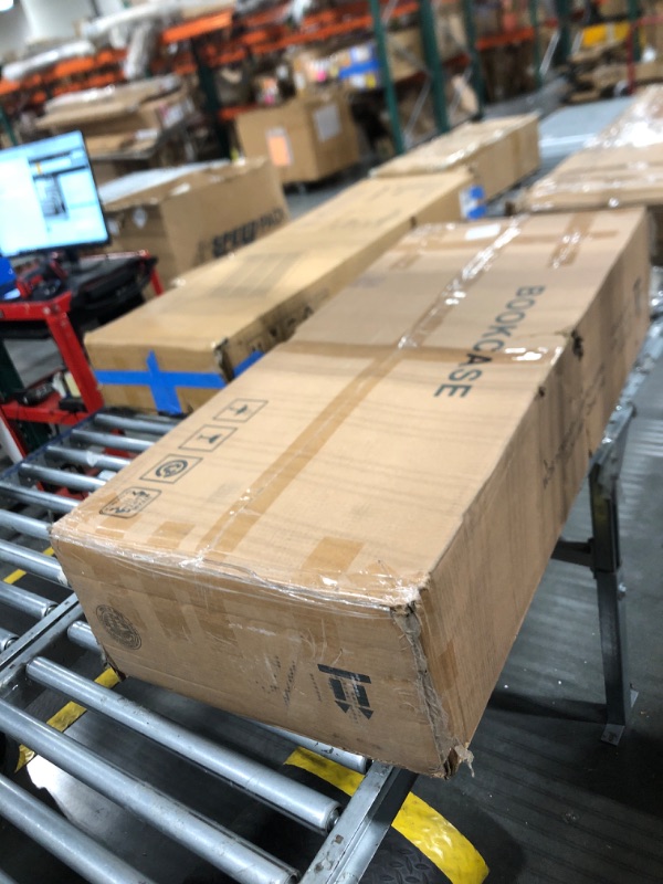 Photo 1 of GAOMON 5-Tier Open Bookcase, Tall Roman Column Bookshelf with LED Lights, White & Black Wood Grain Adjustable Book Shelves, Freestanding Display Storage Organizer for Home Office, Living Room