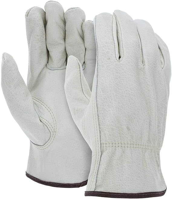 Photo 1 of 12 Pairs Heavy Duty Durable Cowhide Leather Work Gloves Large