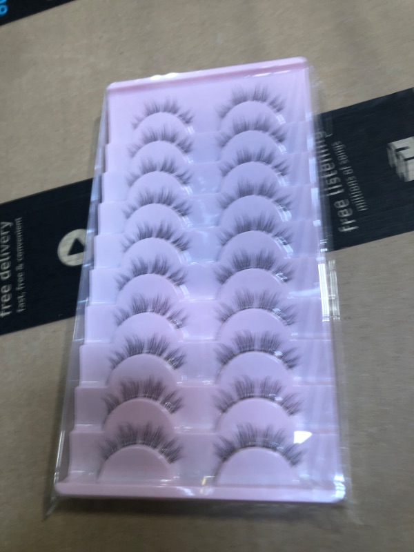 Photo 2 of 10 Pairs Lashes False Eyelashes Wispy Natural Mink Lashes Fake Eye Lashes Clear Lash Band Fake Eyelashes Pack