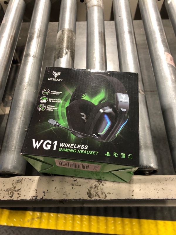 Photo 1 of WESEARY Wireless Gaming Headsets for PC, PS5, PS4, Switch, Mac, 2.4GHz Wireless Gaming Headphone with ENC Noise Canceling Microphone, Bluetooth 5.4, Cool Lighting, 50H Battery, 50mm Drivers