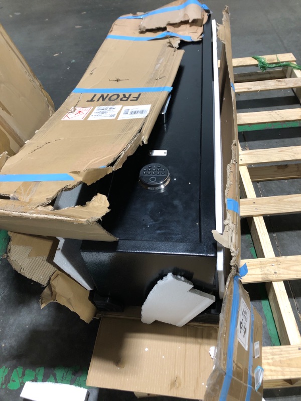 Photo 1 of *** AS IS NO RETURNS*** ** model displayed is similar to the actual gun case, handle a little different, metal plate not present in display pic**Extra Large 9-11 Fireproof Biometric Gun Safes for Home Rifle and Pistols, Heavy Duty Anti-Theft Long Gun Safe