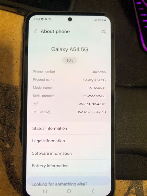 Photo 1 of SAMSUNG Galaxy A54 5G A Series Cell Phone, Unlocked Android Smartphone, 128GB, 6.4” Fluid Display Screen, Pro Grade Camera, Long Battery Life, Refined Design, US Version, 2023, Awesome Black