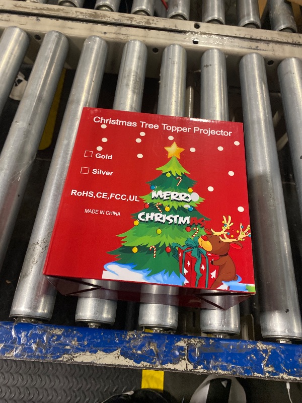 Photo 1 of Christmas Tree Topper Lighted with 4 Projection Modes,Cute Top of Christmas Tree Topper Decoration Built-in LED Rotating Lights,Highlight Gold 3D Glitter Dynamic Projection for Xmas Party