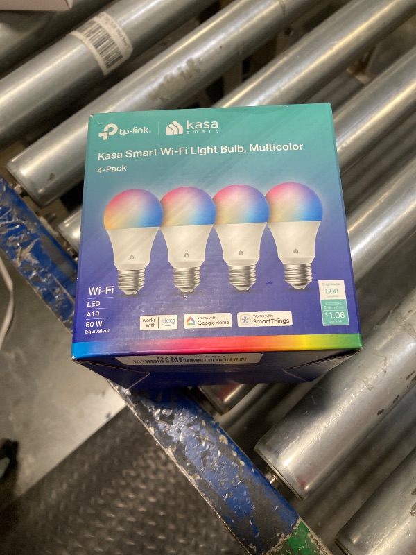 Photo 2 of Kasa Smart Light Bulbs, Full Color Changing Dimmable Smart WiFi Bulbs Compatible with Alexa and Google Home, A19, 9W 800 Lumens,2.4Ghz only, No Hub Required, 4 Count (Pack of 1), Multicolor (KL125P4)