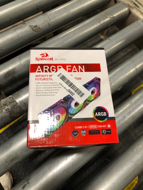 Photo 1 of Redragon GCF012 Standard 120mm PC Case Fan, Daisy-Chain Connection, 5V 3Pin ARGB Lighting, 4 Pin PWM Case Fan, for Radiator/Computer Case Cooling, 120x120x25mm, 3 Pack, Black