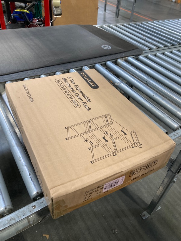 Photo 1 of DOLALIKE Microwave Oven Rack, Expandable Microwave Stand Countertop Kitchen Utensils Tableware Storage, Carbon Steel Over Microwave Shelf Countertop with 3 Hooks