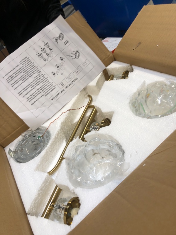 Photo 3 of 3 Lights Bathroom Light Fixtures, Vintage Vanity Lights, Matte Antique Brass Vanity Light with Crystal Glass Shade, Bathroom Lighting Fixtures Over Mirror, Farmhouse Vanity Lights for Bathroom