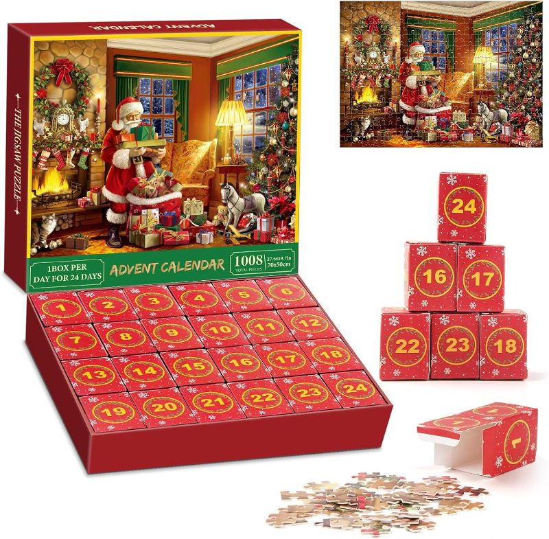 Photo 1 of ** SEALED**
Generic Advent Calendar 2024 Christmas Puzzles - Christmas Holiday Puzzles for Adults Kids 1008 PCS Countdown Puzzle as Decoration