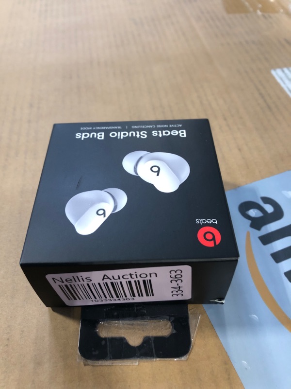 Photo 1 of Beats Studio Buds - True Wireless Noise Cancelling Earbuds - Compatible with Apple & Android, Built-in Microphone, IPX4 Rating, Sweat Resistant Earphones, Class 1 Bluetooth Headphones - White