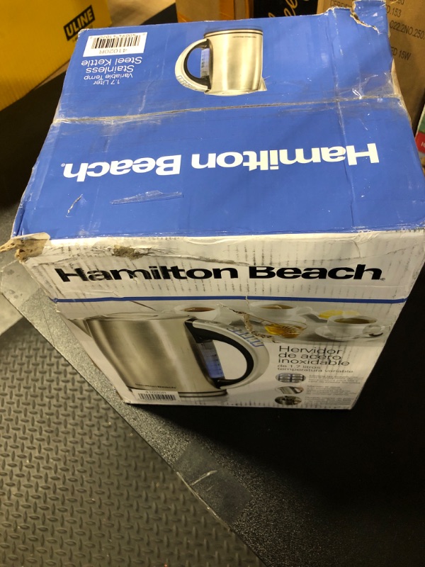 Photo 2 of ***NO BASE*** Hamilton Beach 1.7 Liter Temperature Control Electric Kettle, Water Boiler & Heater, Fast 1500 Watts, BPA Free, Cordless, Auto-Shutoff and Boil-Dry Protection, Stainless Steel (41020R)  