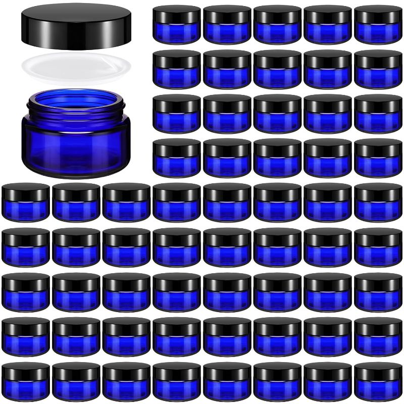 Photo 1 of 
Domensi 60 Pcs 1oz Glass Jars with Lids Bulk Salve Tins Small Glass Candle Jars Cosmetic Jars for Travel with Inner Liners Containers for Lotions Sample.