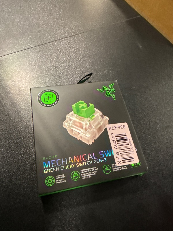 Photo 1 of Razer Mechanical Switches Replacement Pack for Gaming Keyboard: Gen-3 Green Clicky Switches - 1.9mm Actuation Point at 50g - Transparent Housing - 3 Pin - Box-Style Cross Stem - 36 pcs