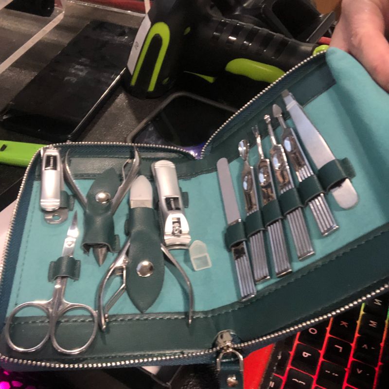 Photo 3 of ***USED***FAMILIFE Nail Kit, Professional Manicure Set Manicure Kit, 11 in 1 Stainless Steel Nail Clippers Set Pedicure Tools Kit, Men Grooming Kit with Portable Blue Leather Travel Case Luxury Gifts for Him