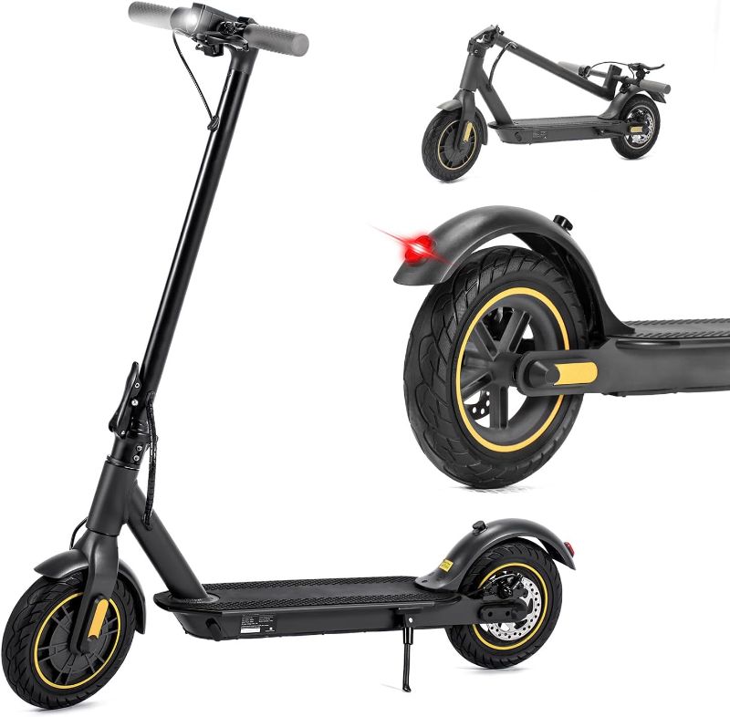 Photo 1 of ?Electric Scooter Adults, Up to 25Mph / 19-22 Miles,600W Powerful Motor and 10”Solid Tires,Electric Scooter with Cruise Control,Smart Control,Double Braking Systems Folding E Scooter
