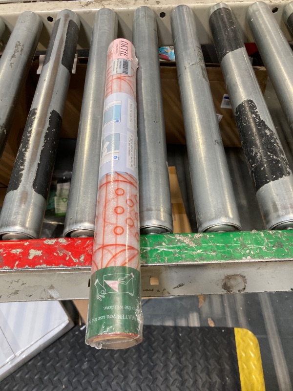 Photo 2 of DKTIE Modern Geometry Stained Glass Window Privacy Film with Installation Tools, Window Film Non Adhesive Frosted Decorative Glass Film (H, 17.7" x 78.7")