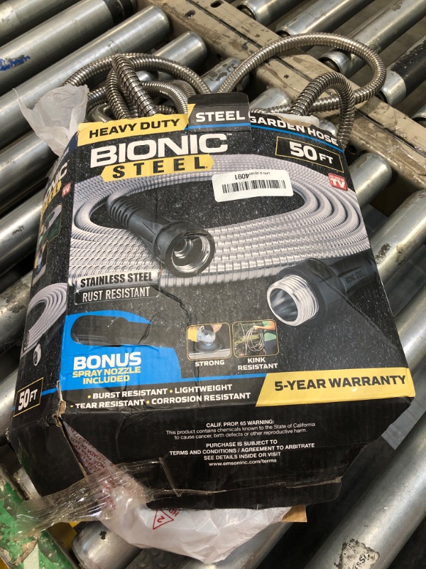 Photo 2 of Bionic Steel Metal Garden Hose 50 Ft with Nozzle, 304 Stainless Steel Water Hose, 50 Ft Garden Hose Tough & Flexible, Lightweight, Crush Resistant Fittings, Kink & Tangle Free, Rust Proof - 2024 Model