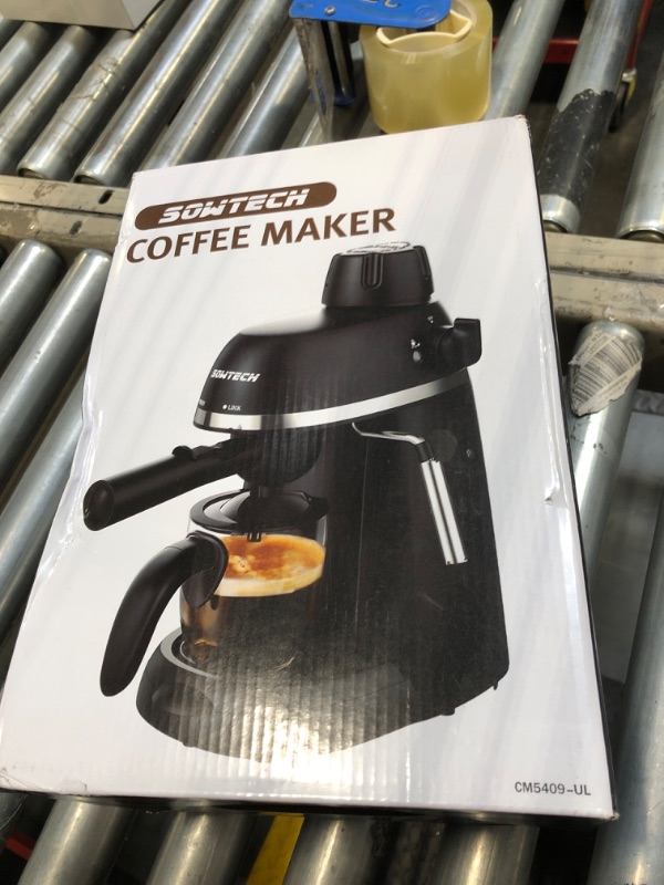 Photo 1 of SOWTECH Coffee Machine, 3.5 Bar Espresso Cappuccino Machine with Milk Frother, 1-4 Cup Portable Coffee Maker for Latte, Cappuccino, 800W, Black