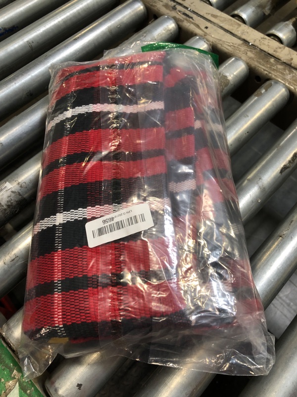 Photo 2 of Buffalo Plaid Outdoor Rug, 3' x 5' Christmas Red & Black Check Indoor/Outdoor Area Rug, Layering Rug for Hello/Welcome Door Mat, Machine Washable Cotton Woven Farmhouse Mat for Front Porch Décor