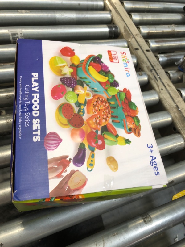 Photo 1 of 100 PCS Cutting Play Food Toy for Kids Kitchen, Pretend Food Toys for Toddlers, Play Kitchen Toys Accessories with 2 Baskets, Fake Food/Fruit/Vegetable, Birthday Gifts for 3 4 5 Years old Boys Girls