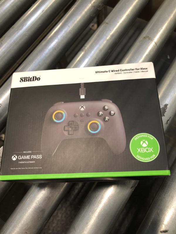Photo 1 of 8Bitdo Ultimate C Hall Effect Joysticks/Hall Trigger Wired Controller with RGB Lighting Fire Ring, 3.5mm Audio Jack for Xbox Series X|S, Xbox One, Windows 10/11 - Officially Licensed (Dark Gray)