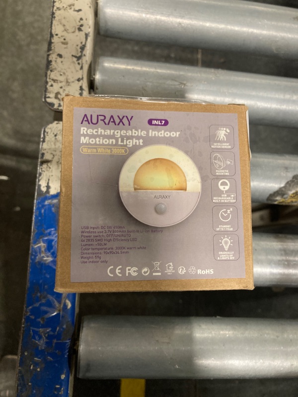 Photo 1 of AURAXY Rechargeable Battery Night Light, Motion Sensor Night Light, LED Warm White Magnetic Stick-on Motion Sensored Hallway Light, with Dusk to Dawn Sensor for Stairs, Wall, Closet, Cabinet (3 Pack)