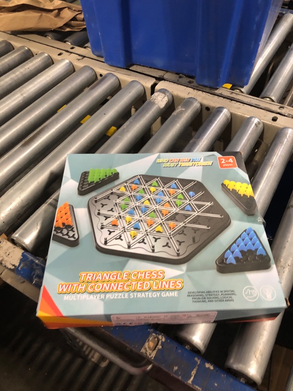 Photo 1 of Chain Triangle Chess Game, Triggle Rubber Band Game, Triangle Chain Chess Game Set, Strategy Board Games, Board Games for Family Night, 2 to 4 Players