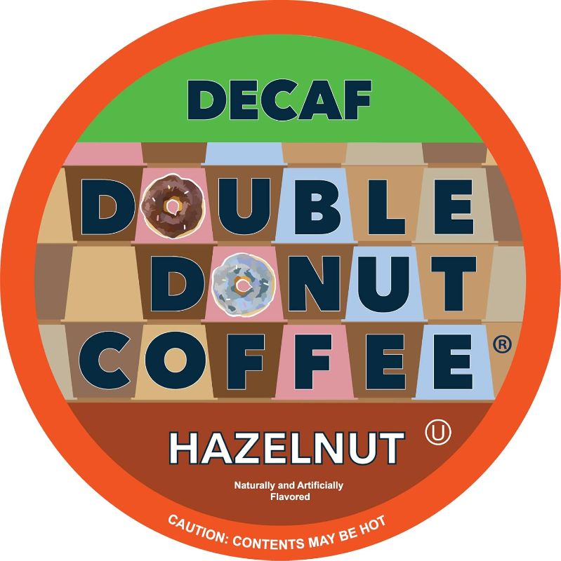 Photo 1 of Double Donut Coffee Hazelnut Decaf Coffee Pods Medium Roast Decaffeinated Coffee Pods with Nutty Hazelnut Flavor for Keurig K Cup Machines (SYNCHKG109853) (Pack of 24 )