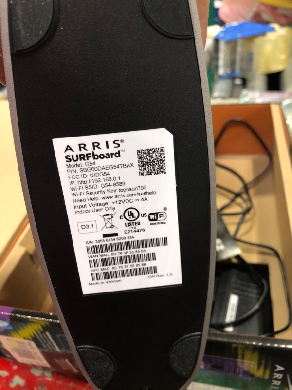Photo 1 of ARRIS (G54) - Cable Modem Router Combo - Fast DOCSIS 3.1 Multi-Gigabit & BE 18000 WiFi 7 Router Comcast Xfinity, Cox, Spectrum Quad-Band 1, Up to 18 Gbps Max Speed