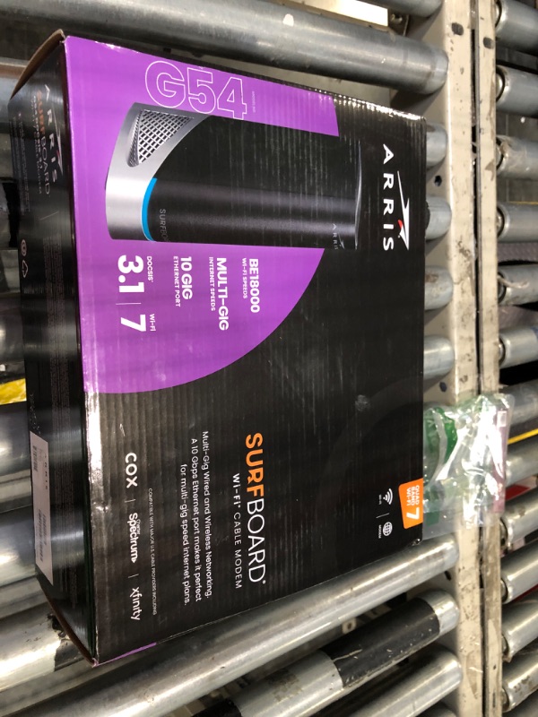 Photo 1 of ARRIS (G54) - Cable Modem Router Combo - Fast DOCSIS 3.1 Multi-Gigabit & BE 18000 WiFi 7 Router Comcast Xfinity, Cox, Spectrum Quad-Band 1, Up to 18 Gbps Max Speed