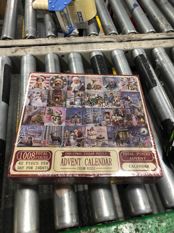 Photo 1 of Advent Calendar 2024 Christmas Jigsaw Puzzle-1008 Pieces for Adults, Christmas 24 Days Holiday Santa Countdown Calendar Puzzles (A)