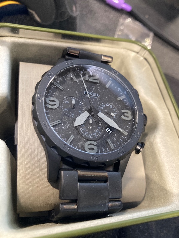 Photo 1 of **USED***Fossil Men's Nate Quartz Stainless Steel Chronograph Watch, Color: Black (Model: JR1401)