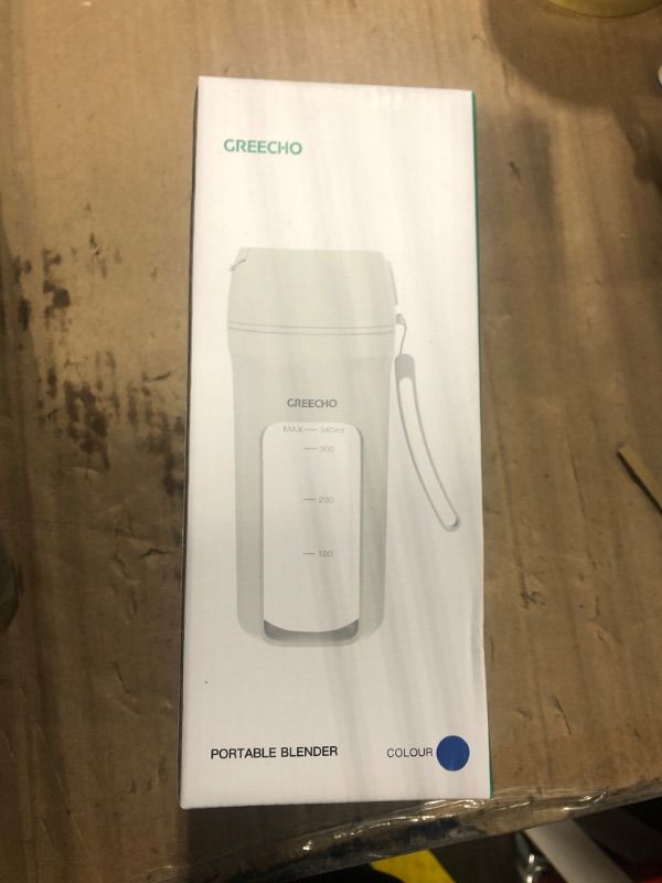 Photo 2 of ***USED**GREECHO Portable Blender, One-handed Drinking Mini Blender for Shakes and Smoothies, 12 oz Personal Blenderwith Rechargeable USB, Made with BPA-Free Material Portable Juicer, Matte Blue