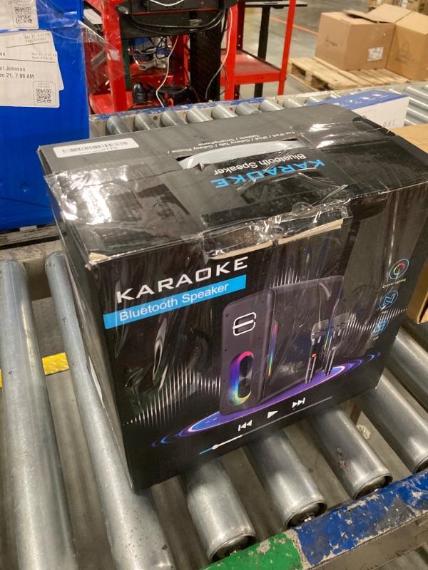 Photo 6 of ***MISSING cord and USB-C charging cable***Zeelink Karaoke Machine with Two Wireless Microphones, Powerful Portable Bluetooth Speaker for Adults & Kids, PA System with 2 Voice Mode, LED Lights, Supports BT/TWS/AUX/USB/TF for Party