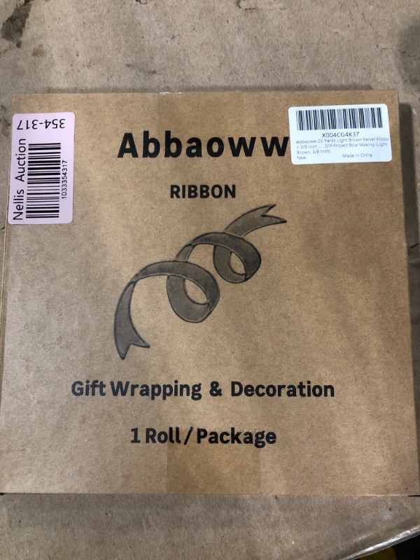 Photo 2 of Abbaoww 25 Yards Brown Velvet Ribbon 3/8 Inch Single Face Velvet Ribbon for Christmas Wreath Decoration Gift Wrapping DIY Project Bow Making (Brown, 3/8 Inch)