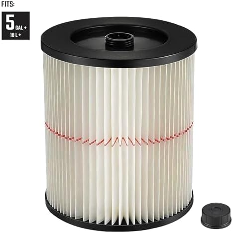 Photo 1 of 17816 9-17816 Red Stripe Vacuum Cartridge Filter Compatible Craftsman Shop Vac Wet/Dry Vacuum Models 5, 6, 8, 12, and 16 32 Gal. Vacuums produced since 1988 8.5 Inches- White/Red
