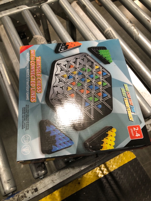 Photo 1 of Chain Triangle Chess Game, Triggle Rubber Band Game, Triangle Chain Chess Game Set, Strategy Board Games, Board Games for Family Night, 2 to 4 Players