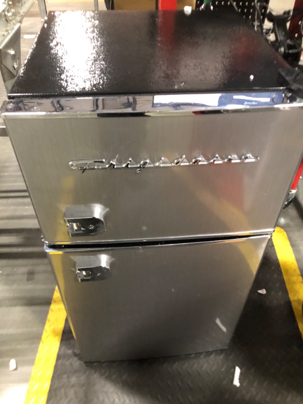 Photo 1 of Frigidaire EFR341 Compact Small Top-Freezer Refrigerator, Stainless Steel Mini Bar Fridge Platinum Series-21.26" D x 17.83" W x 33.5" H, 3.2 cu ft Double Door