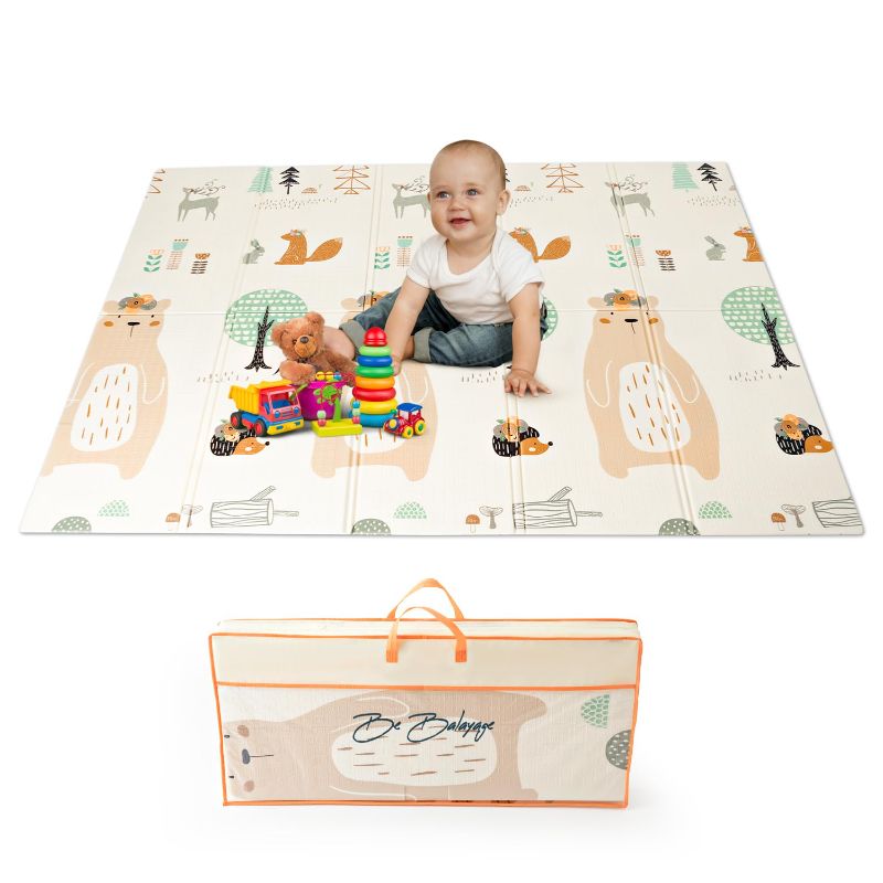 Photo 1 of  Baby Play Mats for Floor, 100% Washable, Reversible Beautiful Design, Foldable Play Mats for Babies and Toddlers, Large, Soft Foam Baby Mat for Floor, 71X79X0.4 inches, Includes Travel Bag