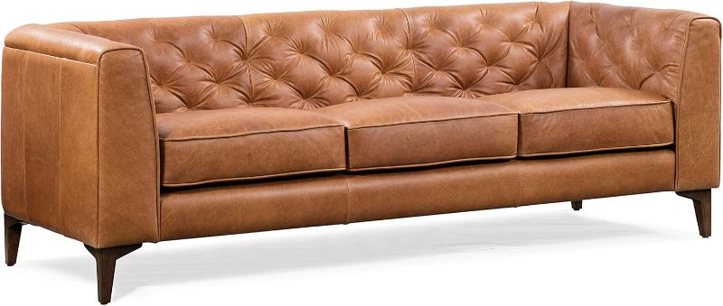 Photo 1 of *****SIMILAR**** Poly & Bark Essex Leather Couch – 89-Inch Sofa with Tufted Back - Full Grain Leather Couch with Feather-Down Topper On Seating Surfaces – Vintage Pure-Aniline Italian Leather – Cognac Tan