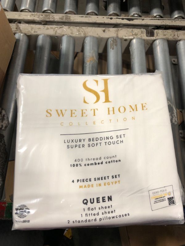 Photo 2 of 4 Piece 100% Cotton 400 Thread Count Sheet Set by Sweet Home Collection™ queens