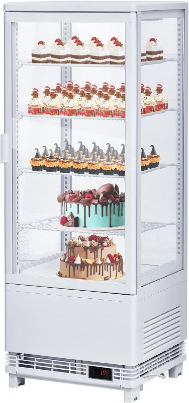 Photo 1 of ***similar item** Commercial Refrigerator, 3.5 Cu. FT Glass Refrigerator Display Case Countertop with Adjustable Shelves, Interior LED Lighting, Display Fridge for Pastry Cake Restaurant, Auto Defrost